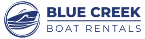 Blue Creek Boat Rentals logo with boat icon in circle